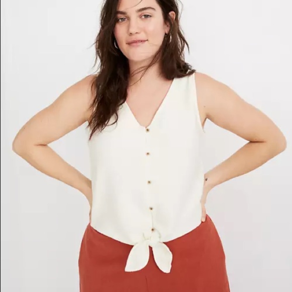 Madewell Cream Tie-Front Tank Top